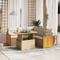 Preview: ARDEBO.de - 6-tlg. Garten-Sofagarnitur mit Kissen Beige Poly Rattan