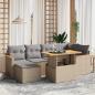 Preview: ARDEBO.de - 7-tlg. Garten-Sofagarnitur mit Kissen Beige Poly Rattan