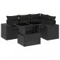 Preview: 5-tlg. Garten-Sofagarnitur mit Kissen Schwarz Poly Rattan