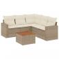 Preview: 6-tlg. Garten-Sofagarnitur mit Kissen Beige Poly Rattan