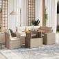 Preview: ARDEBO.de - 6-tlg. Garten-Sofagarnitur mit Kissen Beige Poly Rattan