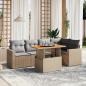 Preview: ARDEBO.de - 6-tlg. Garten-Sofagarnitur mit Kissen Beige Poly Rattan