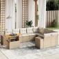 Preview: ARDEBO.de - 10-tlg. Garten-Sofagarnitur mit Kissen Beige Poly Rattan