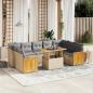 Preview: ARDEBO.de - 10-tlg. Garten-Sofagarnitur mit Kissen Beige Poly Rattan