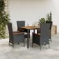 Preview: ARDEBO.de - 5-tlg. Garten-Essgruppe mit Kissen Schwarz Poly Rattan