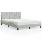 Preview: ARDEBO.de - Bett mit Matratze Hellgrau 140x190 cm Samt