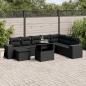 Preview: ARDEBO.de - 9-tlg. Garten-Sofagarnitur mit Kissen Schwarz Poly Rattan