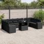 Preview: ARDEBO.de - 11-tlg. Garten-Sofagarnitur mit Kissen Schwarz Poly Rattan