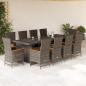 Preview: ARDEBO.de - 11-tlg. Garten-Essgruppe mit Kissen Grau Poly Rattan