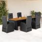 Preview: ARDEBO.de - 7-tlg. Garten-Essgruppe mit Kissen Schwarz Poly Rattan