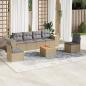 Preview: ARDEBO.de - 7-tlg. Garten-Sofagarnitur mit Kissen Beige Poly Rattan