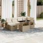 Preview: ARDEBO.de - 7-tlg. Garten-Sofagarnitur mit Kissen Beige Poly Rattan