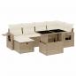 Preview: 7-tlg. Garten-Sofagarnitur mit Kissen Beige Poly Rattan