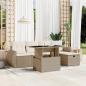 Preview: ARDEBO.de - 6-tlg. Garten-Sofagarnitur mit Kissen Beige Poly Rattan