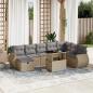 Preview: ARDEBO.de - 9-tlg. Garten-Sofagarnitur mit Kissen Beige Poly Rattan