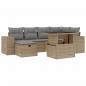 Preview: 7-tlg. Garten-Sofagarnitur mit Kissen Beige Poly Rattan