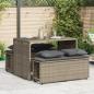 Preview: ARDEBO.de - 3-tlg. Garten-Essgruppe mit Kissen Grau Poly Rattan