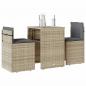 Preview: ARDEBO.de - 3-tlg. Bistro-Set mit Kissen Hellgrau Poly Rattan