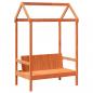 Preview: Massivholzbett und Bank mit Dach Orange 90x190 cm Kiefernholz