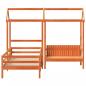 Preview: Massivholzbett und Bank mit Dach Orange 90x190 cm Kiefernholz