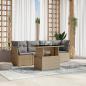 Preview: ARDEBO.de - 5-tlg. Garten-Sofagarnitur mit Kissen Beige Poly Rattan