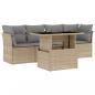 Preview: 5-tlg. Garten-Sofagarnitur mit Kissen Beige Poly Rattan