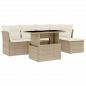 Preview: 6-tlg. Garten-Sofagarnitur mit Kissen Beige Poly Rattan