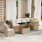 Preview: ARDEBO.de - 7-tlg. Garten-Sofagarnitur mit Kissen Beige Poly Rattan