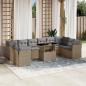 Preview: ARDEBO.de - 11-tlg. Garten-Sofagarnitur mit Kissen Beige Poly Rattan