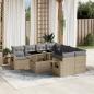 Preview: ARDEBO.de - 9-tlg. Garten-Sofagarnitur mit Kissen Beige Poly Rattan