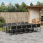 Preview: ARDEBO.de - 13-tlg. Garten-Essgruppe mit Kissen Schwarz Poly Rattan