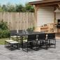 Preview: ARDEBO.de - 11-tlg. Garten-Essgruppe mit Kissen Schwarz Poly Rattan