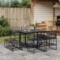 Preview: ARDEBO.de - 9-tlg. Garten-Essgruppe Schwarz Poly Rattan