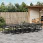 Preview: ARDEBO.de - 17-tlg. Garten-Essgruppe mit Kissen Schwarz Poly Rattan