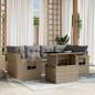 Preview: ARDEBO.de - 7-tlg. Garten-Sofagarnitur mit Kissen Beige Poly Rattan