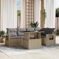 Preview: ARDEBO.de - 6-tlg. Garten-Sofagarnitur mit Kissen Beige Poly Rattan