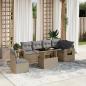 Preview: ARDEBO.de - 7-tlg. Garten-Sofagarnitur mit Kissen Beige Poly Rattan