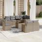 Preview: ARDEBO.de - 9-tlg. Garten-Sofagarnitur mit Kissen Beige Poly Rattan