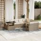 Preview: ARDEBO.de - 10-tlg. Garten-Sofagarnitur mit Kissen Beige Poly Rattan