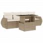 Preview: 5-tlg. Garten-Sofagarnitur mit Kissen Beige Poly Rattan