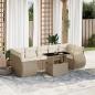 Preview: ARDEBO.de - 8-tlg. Garten-Sofagarnitur mit Kissen Beige Poly Rattan