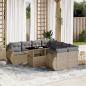 Preview: ARDEBO.de - 9-tlg. Garten-Sofagarnitur mit Kissen Beige Poly Rattan