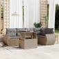 Preview: ARDEBO.de - 6-tlg. Garten-Sofagarnitur mit Kissen Beige Poly Rattan