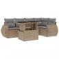 Preview: 6-tlg. Garten-Sofagarnitur mit Kissen Beige Poly Rattan