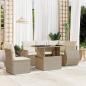 Preview: ARDEBO.de - 6-tlg. Garten-Sofagarnitur mit Kissen Beige Poly Rattan