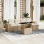 Preview: ARDEBO.de - 6-tlg. Garten-Sofagarnitur mit Kissen Beige Poly Rattan