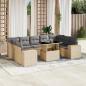 Preview: ARDEBO.de - 10-tlg. Garten-Sofagarnitur mit Kissen Beige Poly Rattan