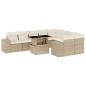 Preview: 10-tlg. Garten-Sofagarnitur mit Kissen Beige Poly Rattan