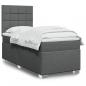 Preview: ARDEBO.de - Boxspringbett mit Matratze Dunkelgrau 100x200 cm Stoff