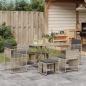 Preview: ARDEBO.de - 7-tlg. Garten-Essgruppe mit Kissen Hellgrau Poly Rattan